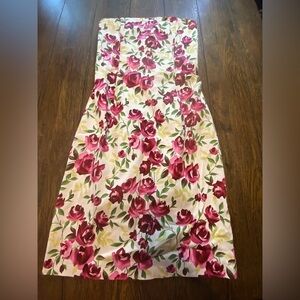 Jessica McClintock For Gunne Sax Red Rose Strapless Dress Size 11 B13